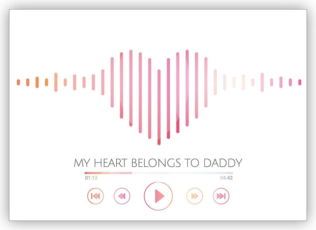 Tolle Geburtstagskarte, Vatertagskarte mit Herz Sound Optik: My heart belongs to daddy