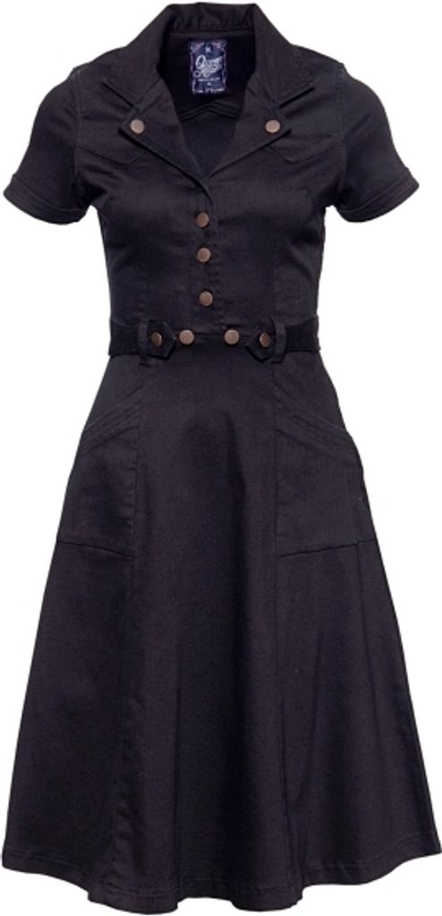 Queen Kerosin Mittellanges Kleid Damen Workwear Dress schwarz M