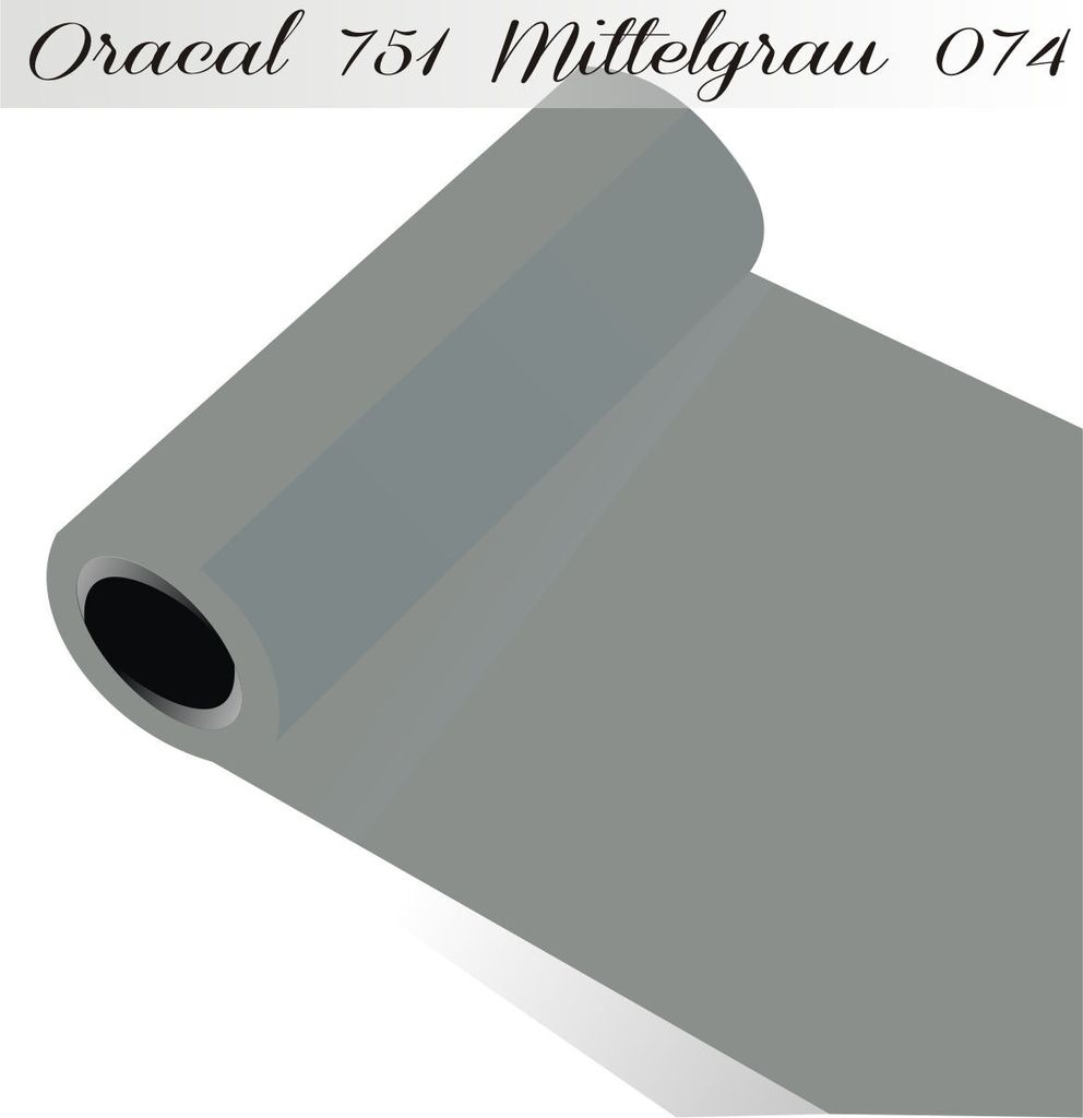 Oracal 751 - Orafol Folie 5m (Laufmeter) freie Farbwahl 118 glänzende Farben - glanz in 4 Größen, 50 cm Folienhöhe mittelgrau - 074