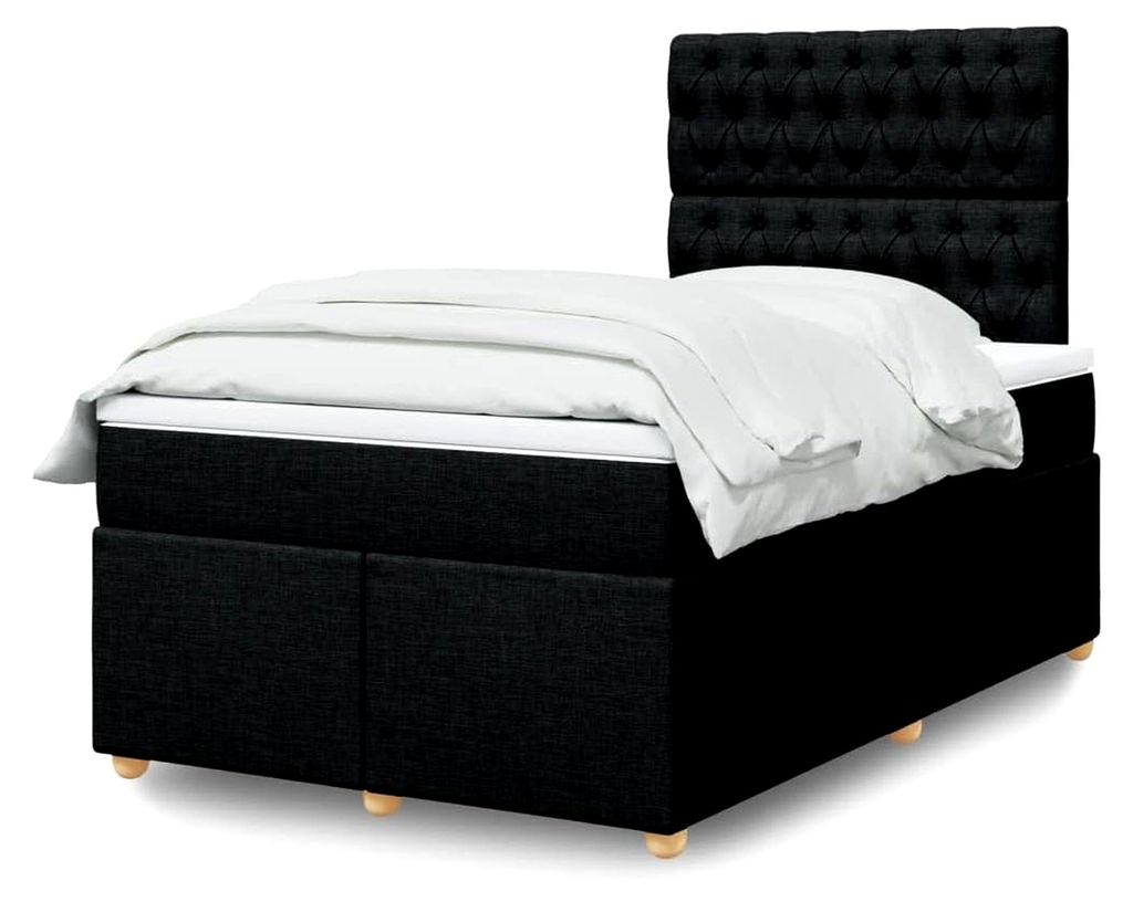 Lattenrost mit schwarzer Matratze, 120 x 200 cm, Stofflattenrost, einfache Montage für Schlafzimmer, Hotel, Schlafsaal