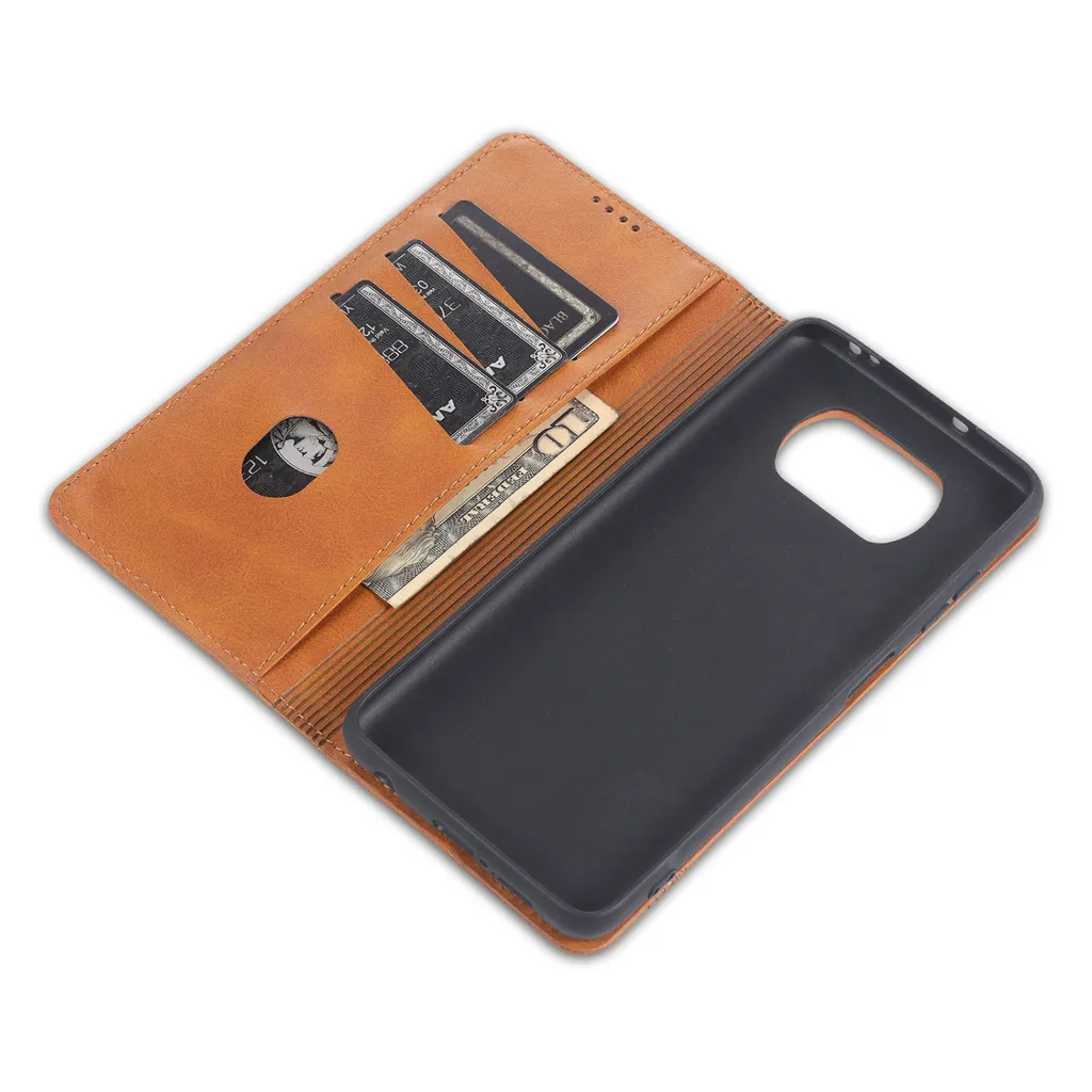 Custodia Portafoglio Shantime Per Crosscall Core-X3: Pelle PU Effetto Camoscio, Flip Cover Magnetica Con Tasche Carte E Supporto