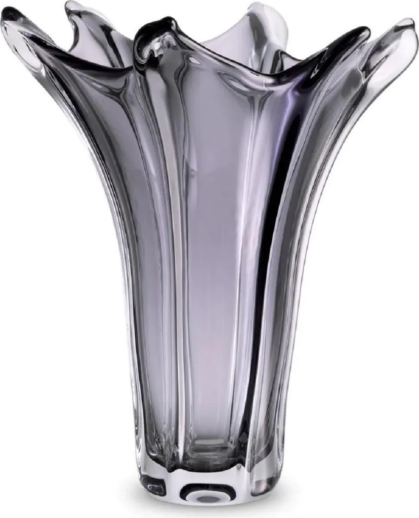 Vase en verre soufflé bouche Casa Padrino gris Ø 32 x H. 35 cm