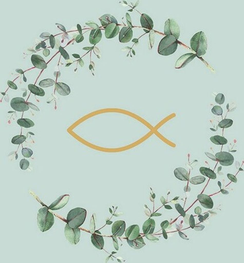 RP 20 Servietten Communion Branches green - Fisch im Kranz Produktbild 