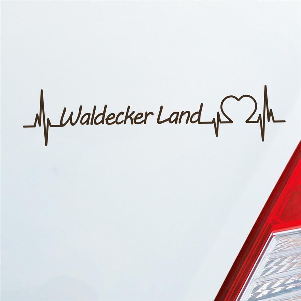 Auto Aufkleber Waldecker Land Puls Herzschlag mit Ferien Region Motiv 19x4 cm Braun Sticker Heckscheibenaufkleber