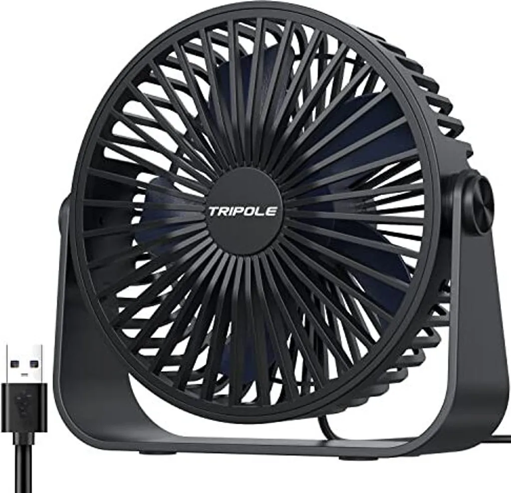 Ventilatore da Campeggio TriPole USB | Mini Fan Portatile Rotante 360°