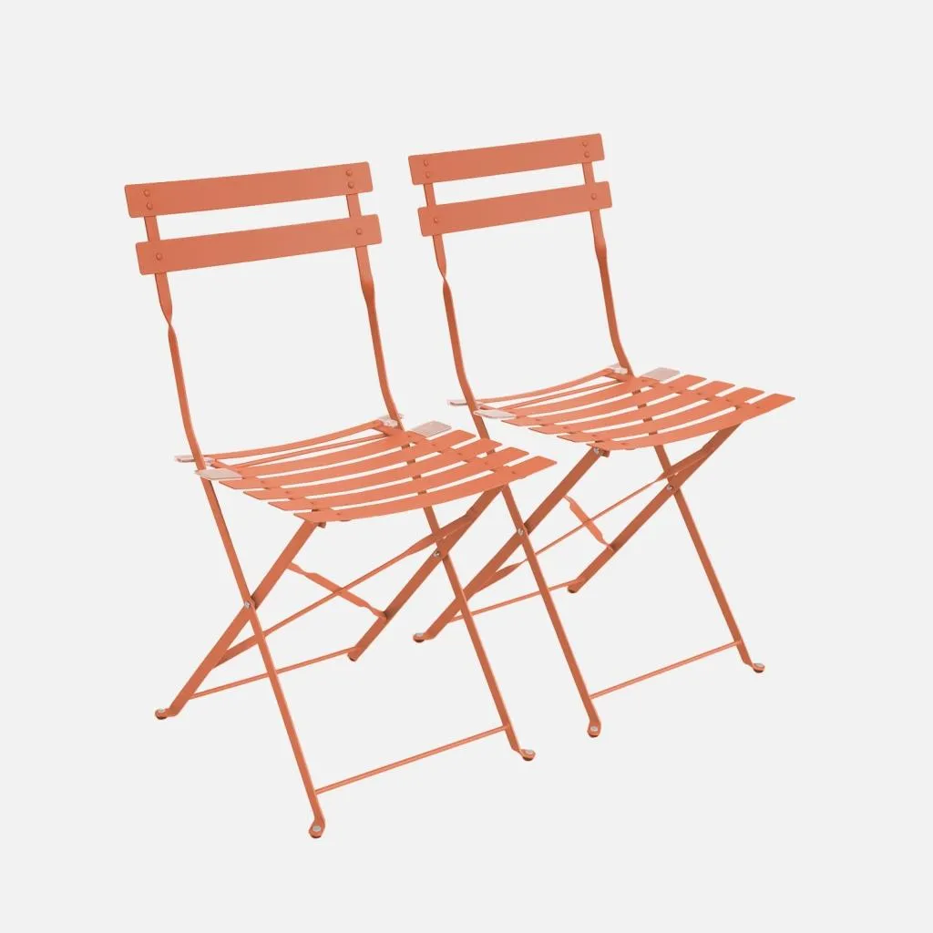Set 2 Sedie Giardino Pieghevoli Metallo Rosa Tostato | Stile Bistro Vintage
