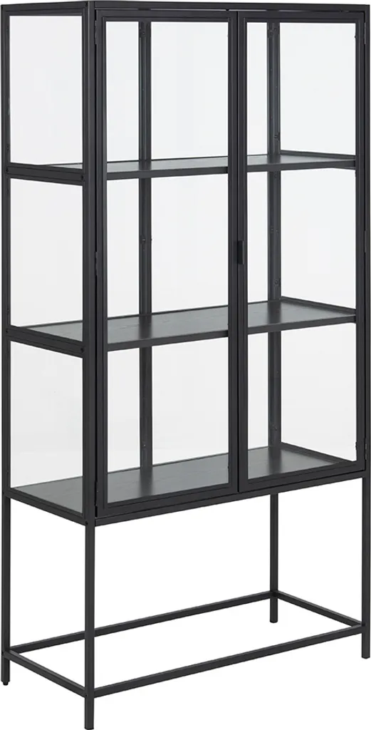 Vitrine d'exposition Chelsea Noire 150 cm - Meuble de Rangement Chic