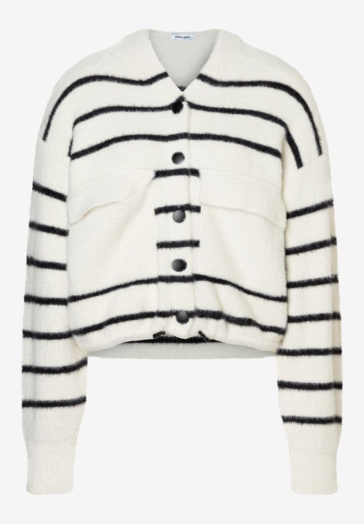 Streifen-Cardigan mit Kapuze