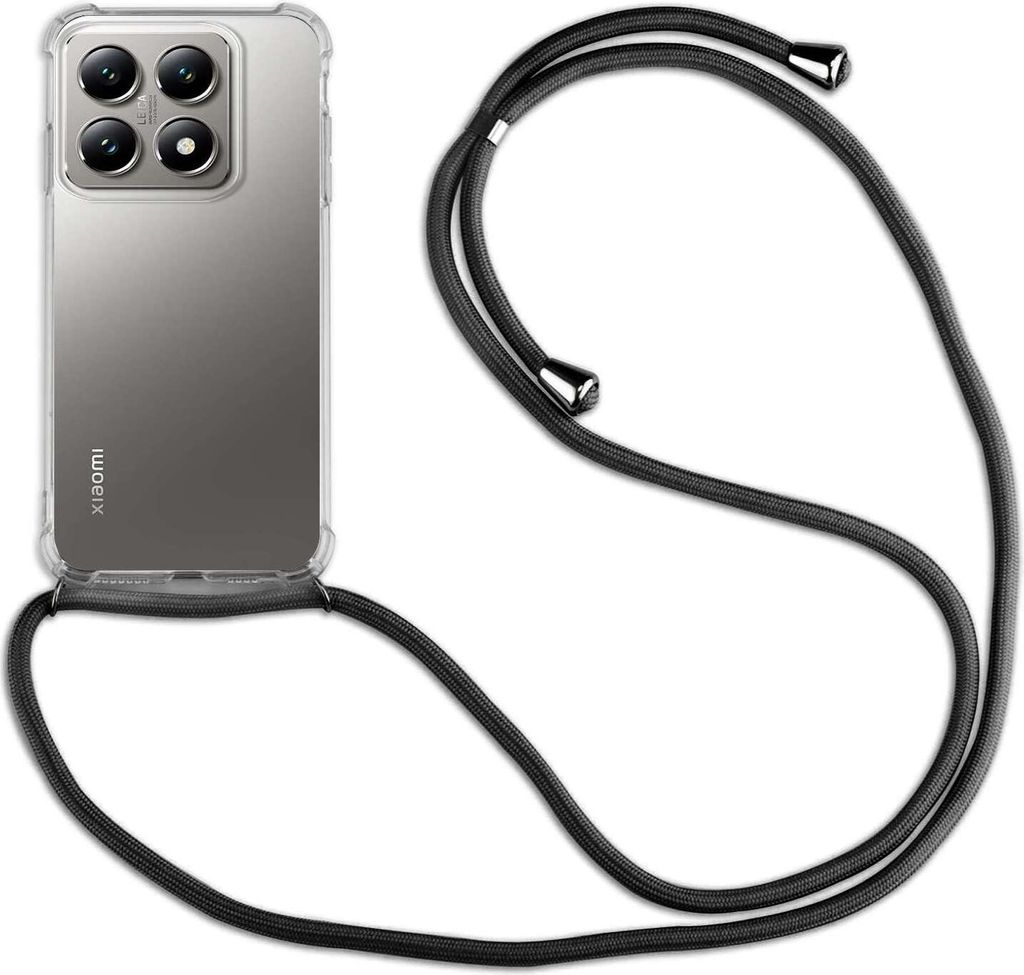 Handykett für Xiaomi 14T Hülle mit Kordel Handyhülle mit Band in Schwarz