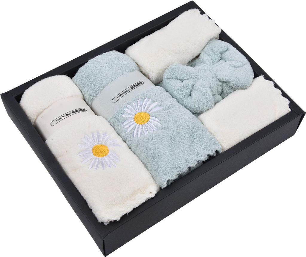 Badetücher Gänseblümchen Muster Korallen Samt Blau Weiß Weich Flauschig Hoch Absorbierend Langlebig Badetücher Set für Home Hotel