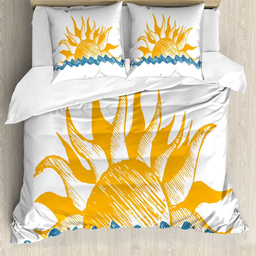 Offerta Set Copripiumino ABAKUHAUS 200x200 Sun and Fire Giallo Blu
