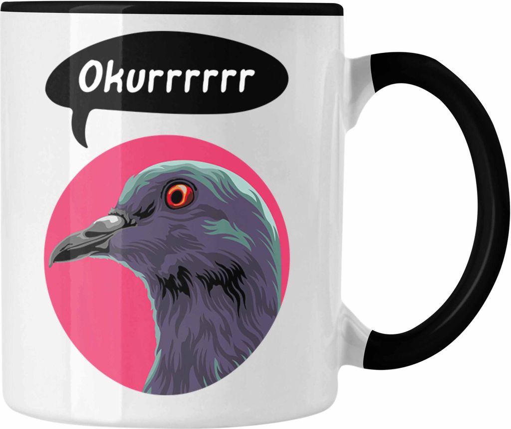 Trendation - Tauben Geschenkidee Tasse mit Spruch für Taubenbesitzer Geschenk Taubenzüchter (Schwarz)