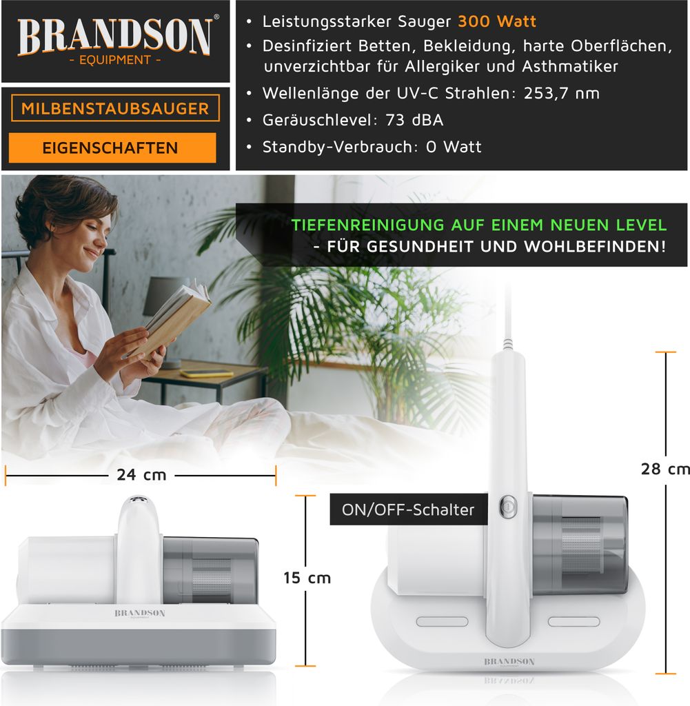 Brandson Milbensauger, Handstaubsauger, 300W, vernichtet 93 Produktbild 2
