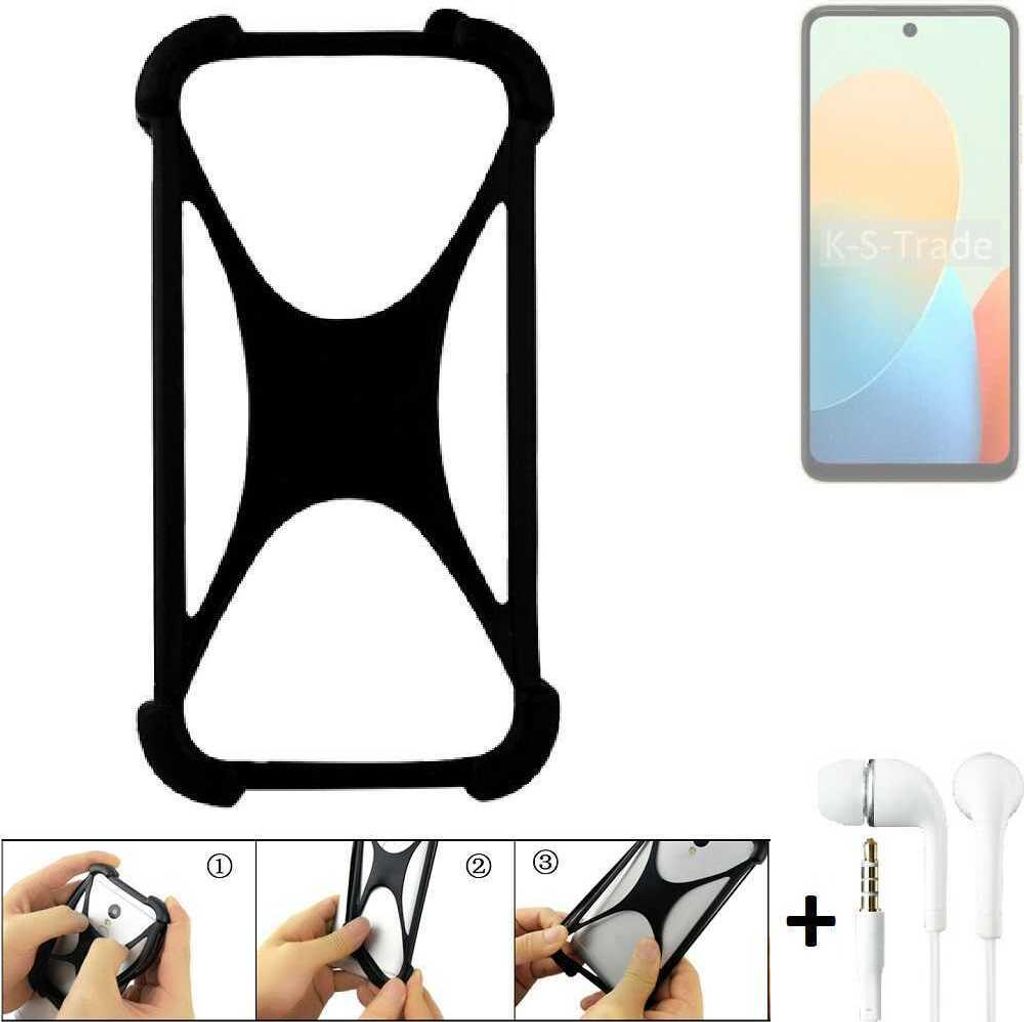 K-S-Trade Handy-Hülle + headphones kompatibel mit Tecno Pop 8 Schutz-Hülle Bumper Silikon Cover Case Silikoncase Silikonbumper TPU Softcase