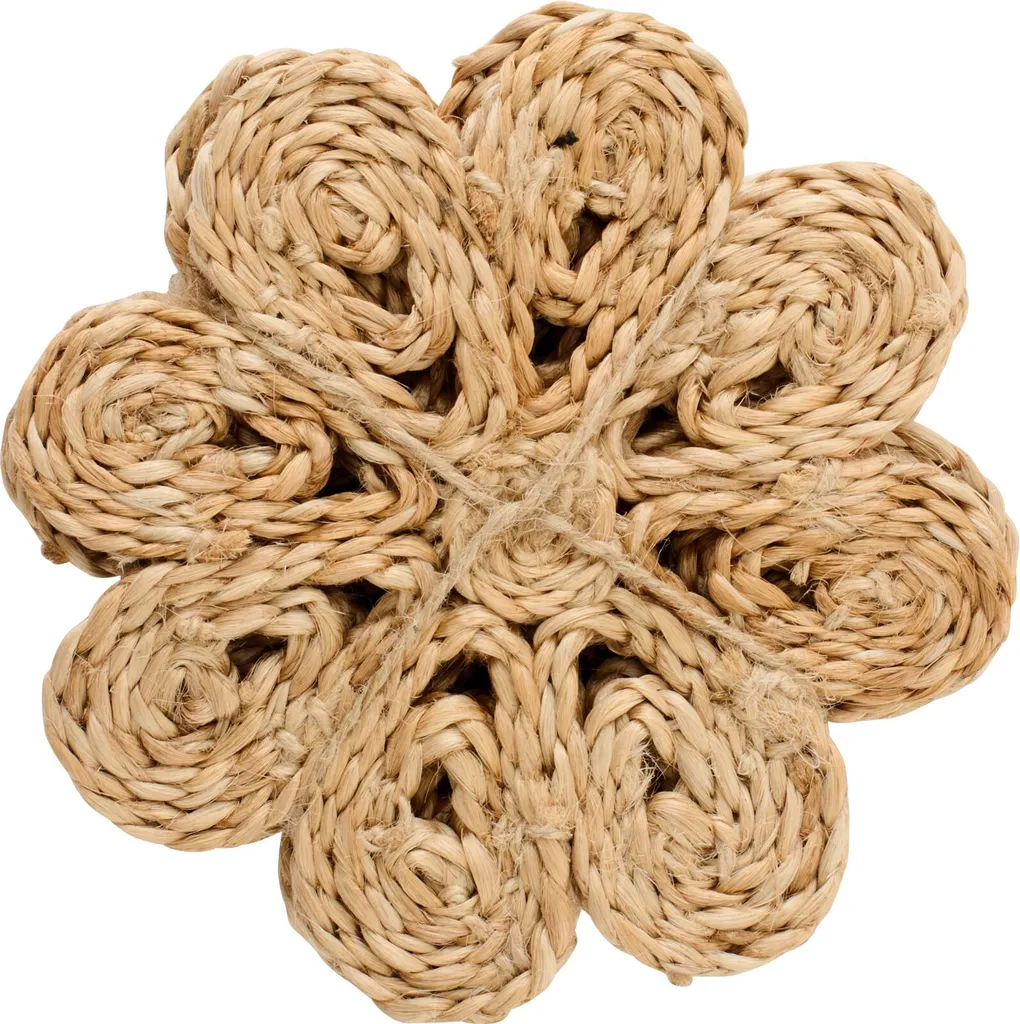 J-Line Set de 6 Dessous-de-Plat Fleur en Jute Naturel - Ø 20cm Bohème