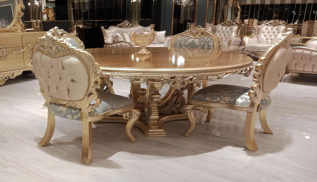 Rund Esszimmer Gruppe Garnitur Esstisch Stuhl Tische Tisch Stühle 5tlg. Set Neu