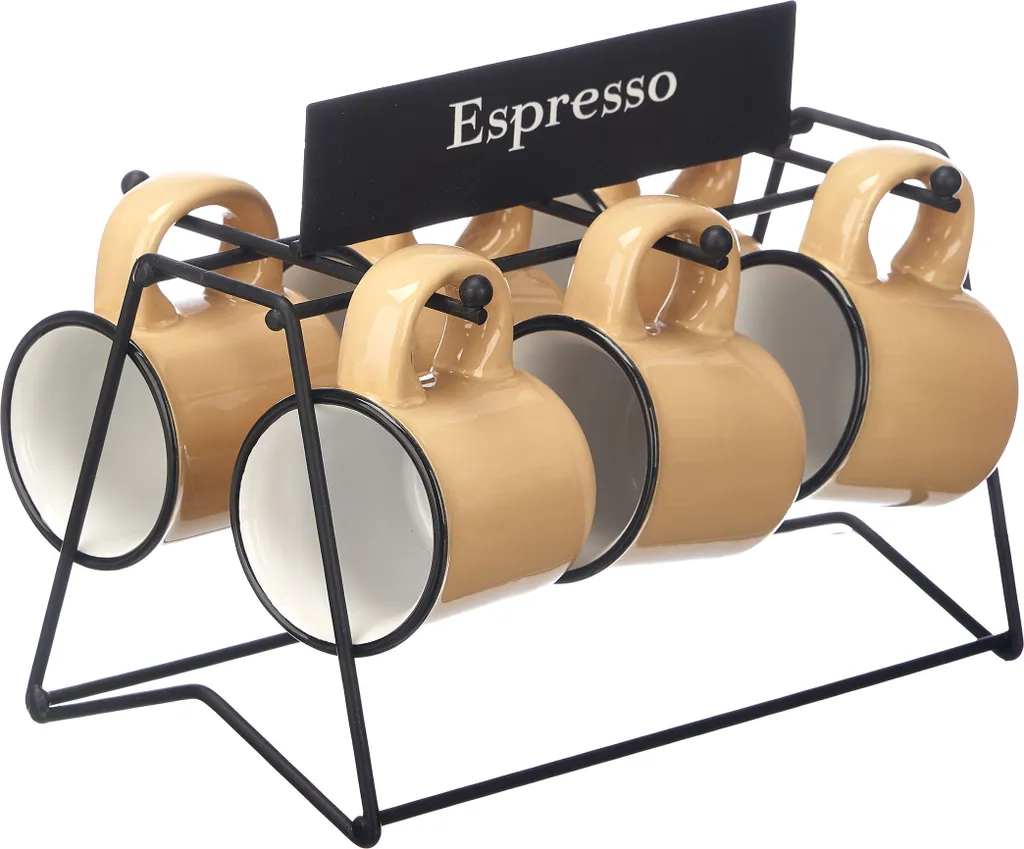 Set 6 Tazzine Espresso 100ml Grigio Stoneware - Qualità Bar Professionale