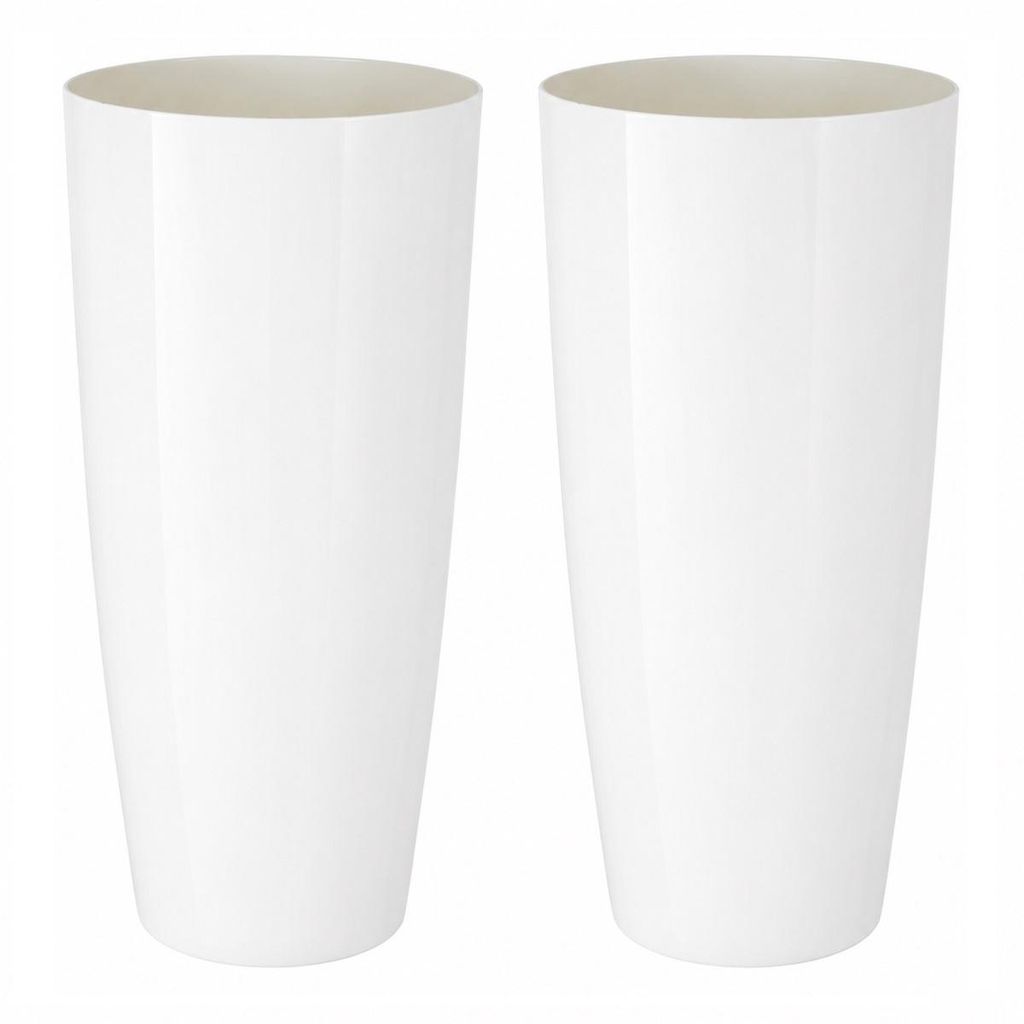 KMND ALPHA Hochglanz-Blumentopf Weiß 2er Set Ø27 × 51 cm Produktbild 