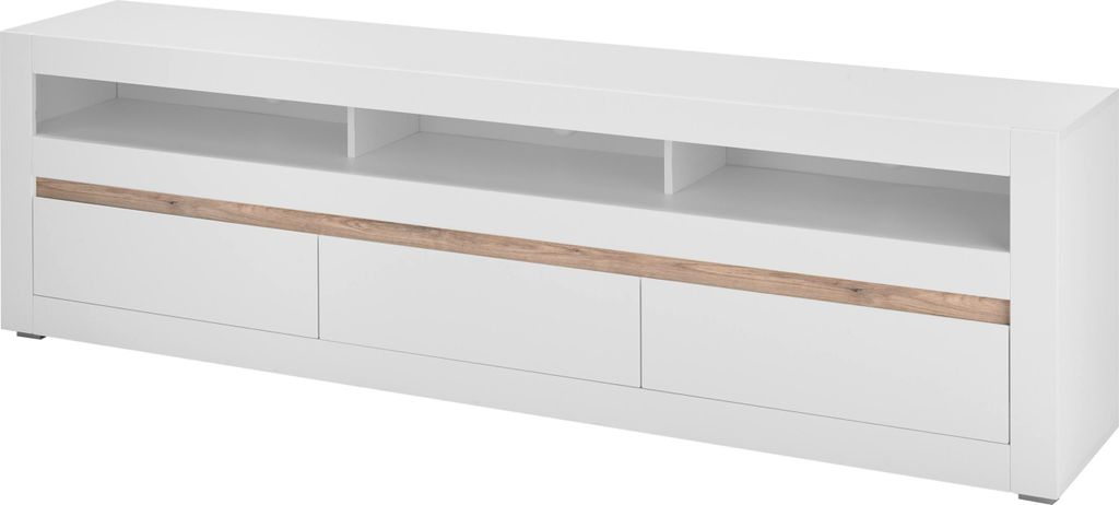 LIVOJO M15 Wohnzimmer Lowboard 217 x 63 x 42 cm Weiß Matt