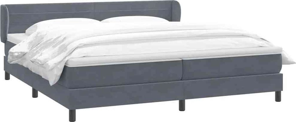 vidaXL Boxspringbett mit Matratzen Dunkelgrau 180x210 cm Samt