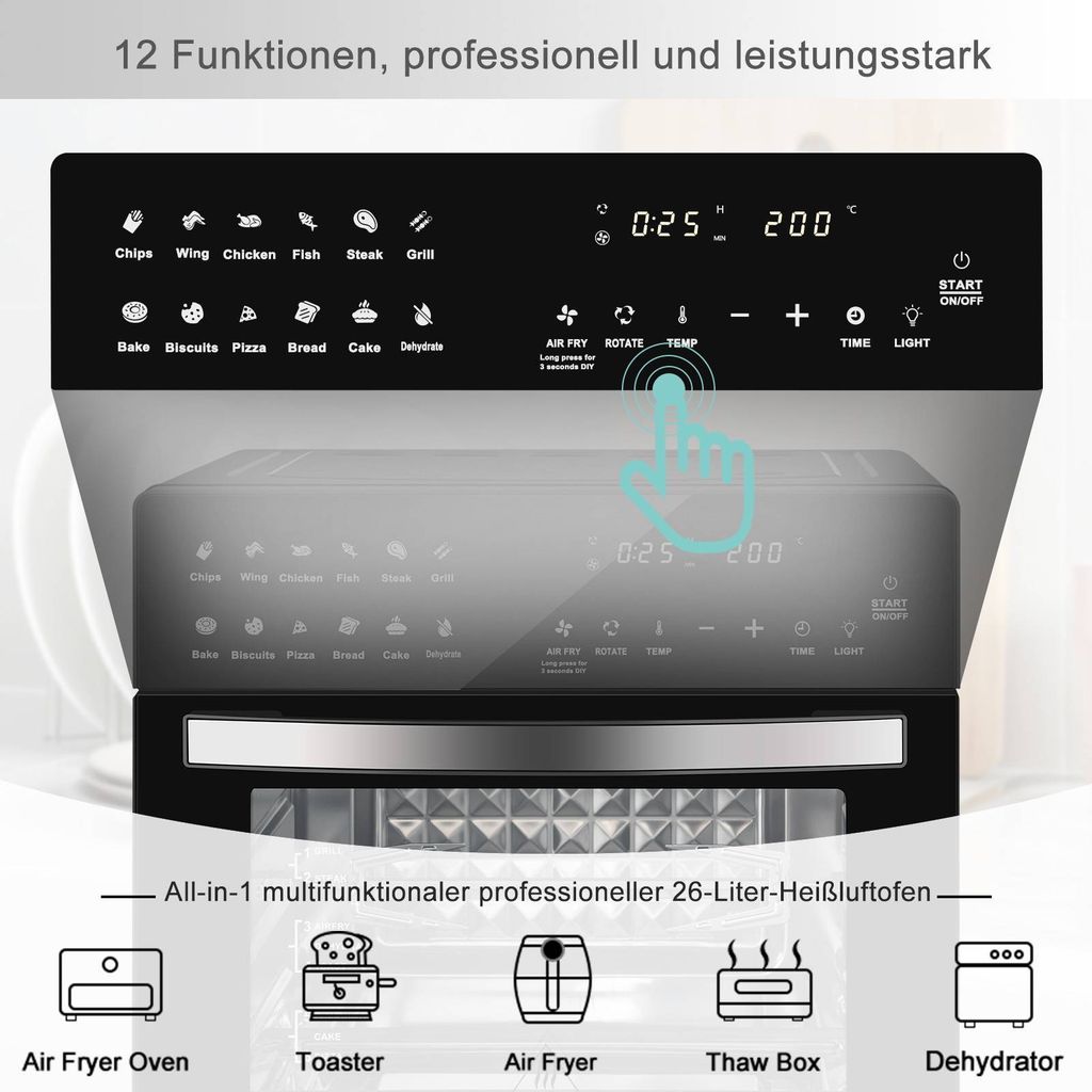 LLIVEKIT Heißluftfritteuse, Backofen Heißluftofen Backofen Produktbild 4