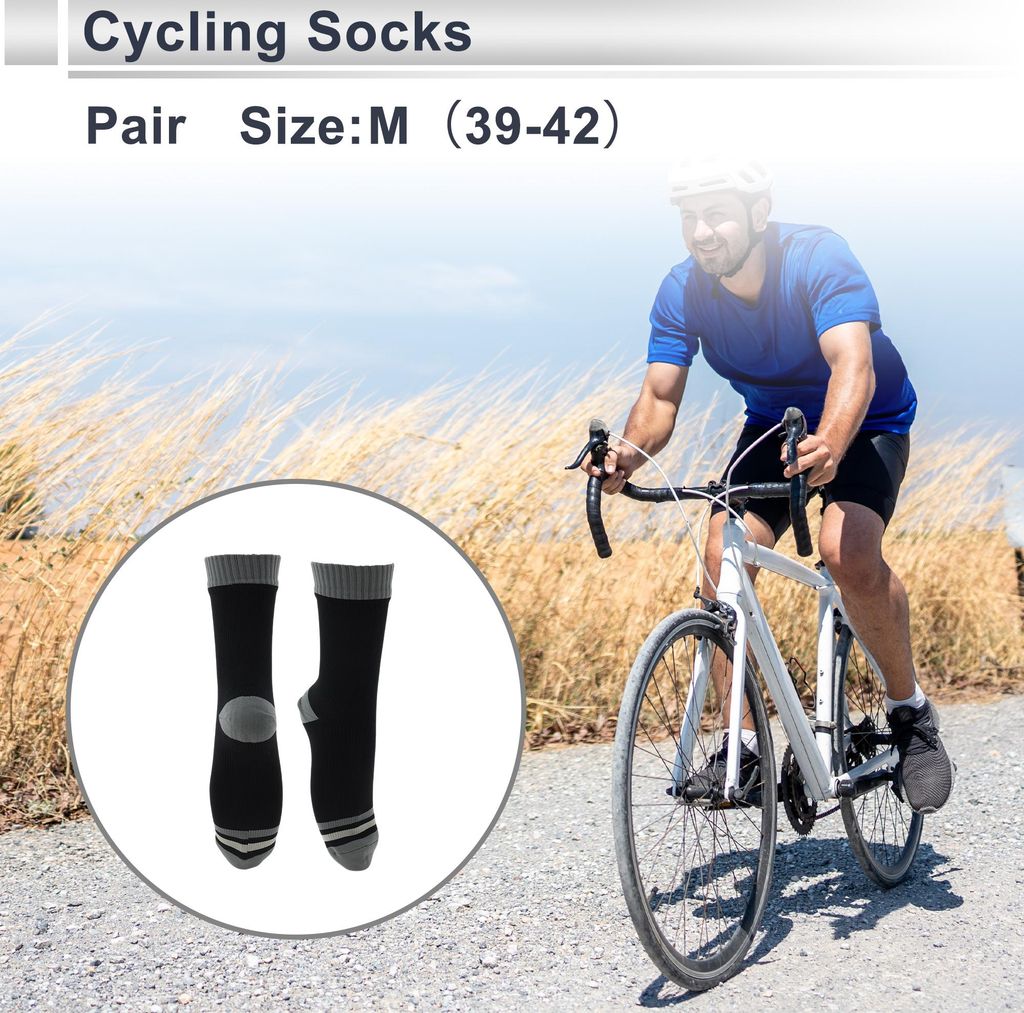 Fahrradsocken Wasserdicht Atmungsaktiv Outdoor Fahrradsocken Unisex Gr??e M (39-42) Regen Radsport Laufsocken Trekking Wanderungen Socken, Streifen...