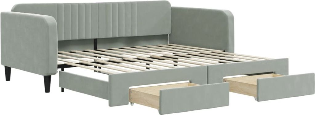 vidaXL Tagesbett Ausziehbar mit Schubladen Hellgrau 100x200 Produktbild 