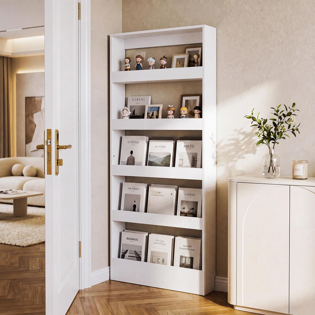 5-fache Bücherregal für hinter Tür im Wohnzimmer – Produktbild 