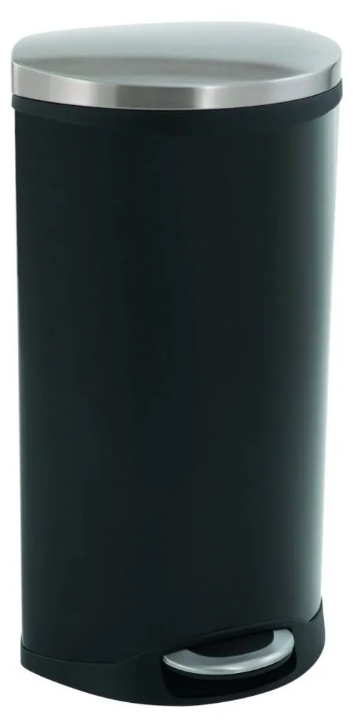 EKO Shell Bin Poubelle à pédale 30L en acier noir - Design compact pro