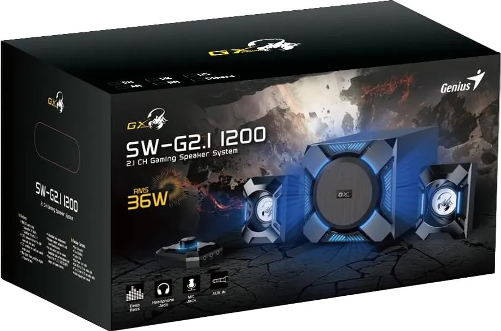 Haut-parleurs 2.1 Genius GX Gaming SW-G2.1 1200 Noir pour Ordinateur Gamer