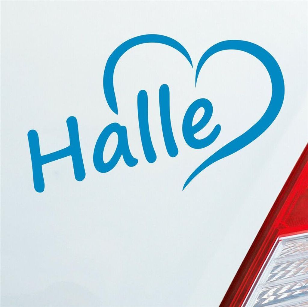 Auto Aufkleber Halle Saale Herz Stadt City Liebe Love 13x8 cm Hellblau Sticker Heckscheibenaufkleber