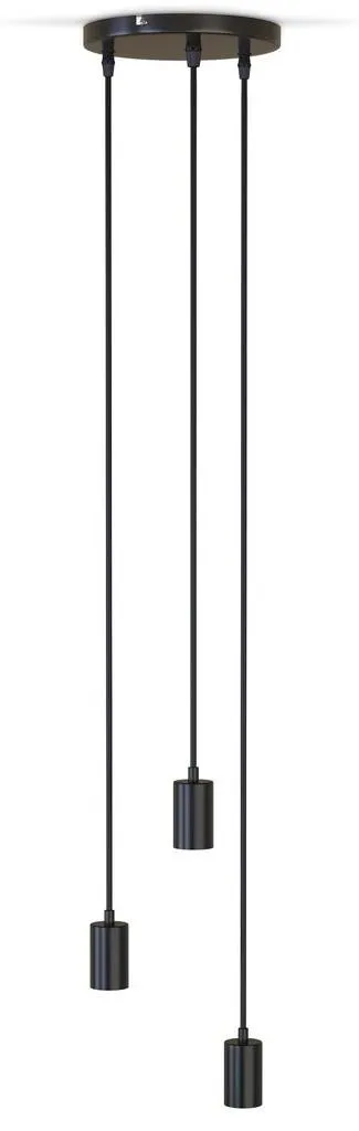 Suspension vintage 3 douilles E27 noir mat luminaire industriel Ø21cm