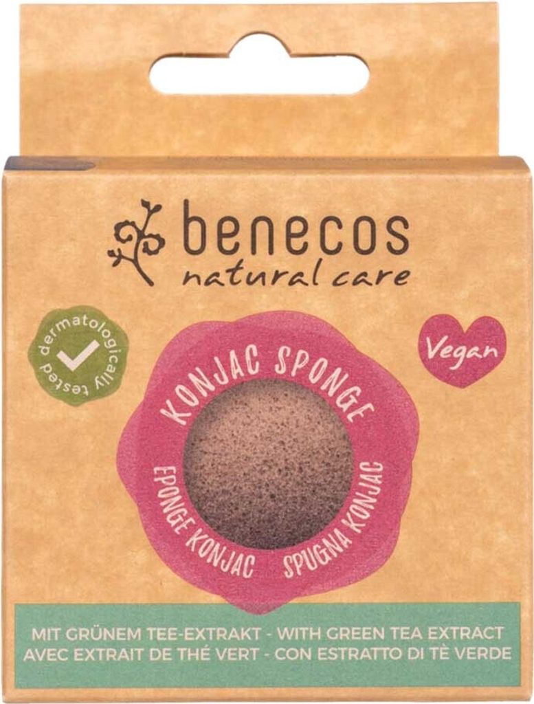 Benecos Natural Cosmetics Konjac Sponge Green Tea 100% Biodegradable