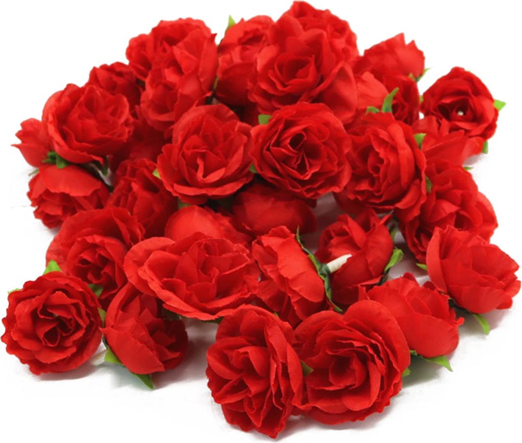50PCS Simulation Rose Kopf dekorative wiederverwendbare Seide gefälschte Rose Blume für Hochzeit Party rot