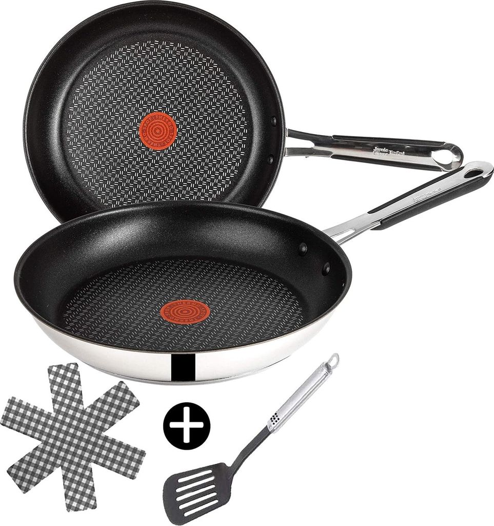 Tefal J90920 Edelstahl Bratpfanne 20cm – Induktionsgeeignet, Antihaftbeschichtung, Ergonomischer Griff – Robuste Silberne Pfanne für Fettfreie...