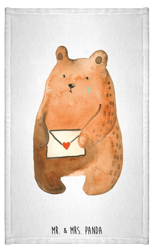 Mr. & Mrs. Panda Handtuch Bär Liebesbrief - Weiß - Geschenk, Freund, Kleines, Gästetuch, Frotteehandtuch, Freundin, Teddy, Mini-Handtuch, Liebes...