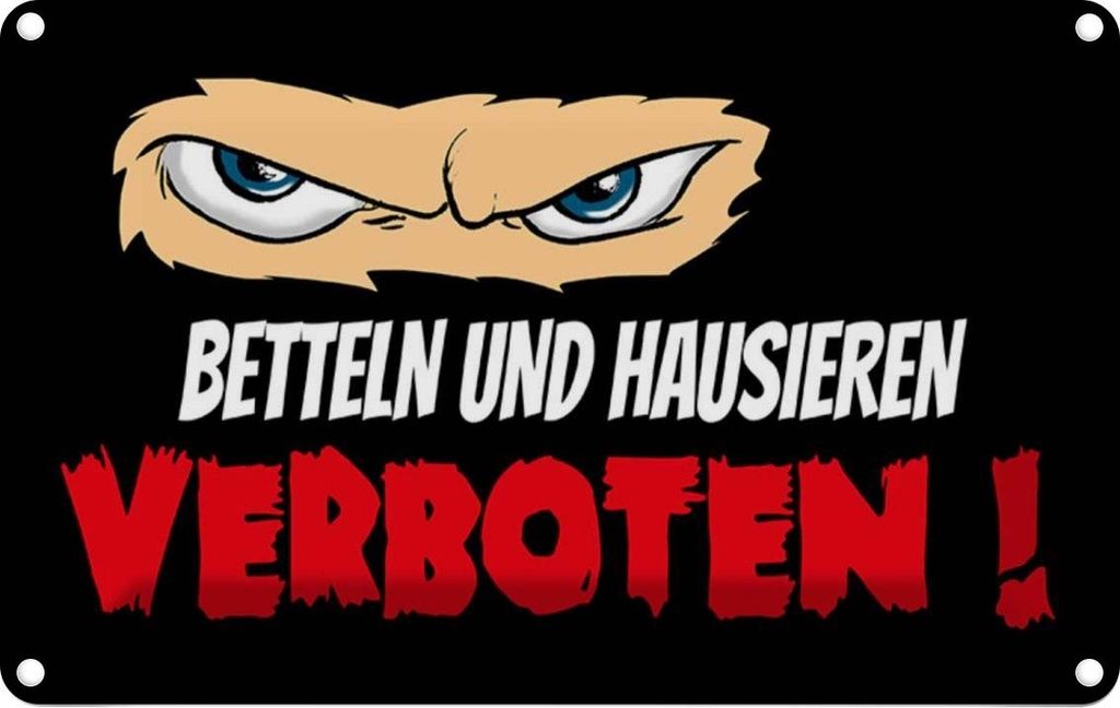 vianmo Blechschild 12x18 cm Betteln und Hausieren verboten Spruch Zitat