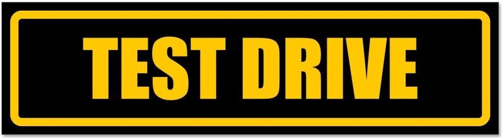 Kiwistar - Autoaufkleber - Gelb - Schwarz - 30 x 8 cm - Test Drive - Hinweis Aufkleber Sticker für Auto, Kfz, Fahrrad, PKW, LKW