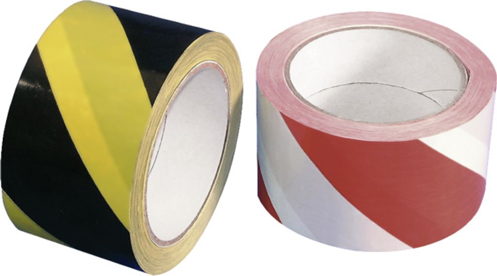 PVC-Warnband rechtsweisend, Folie, Gelb-Schwarz, 50 mm x 66 m