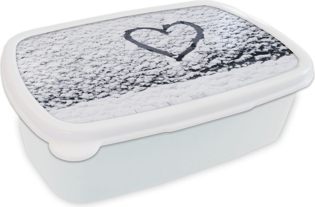 KitchenYeah Lunchbox Brotzeit Brotdose 17x11 cm Herz im Schnee Kinder Brotzeitdose - Lunch Box - Kinder - Sandwich-Box - Schulbox - Lunch Boxen