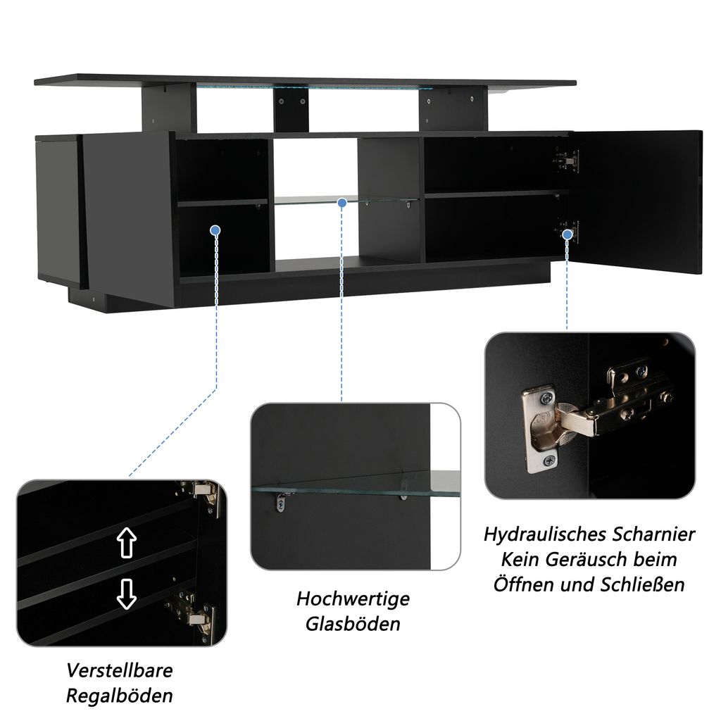 MODFU TV-Schrank 140cm mit LED-Beleuchtung für Produktbild 4