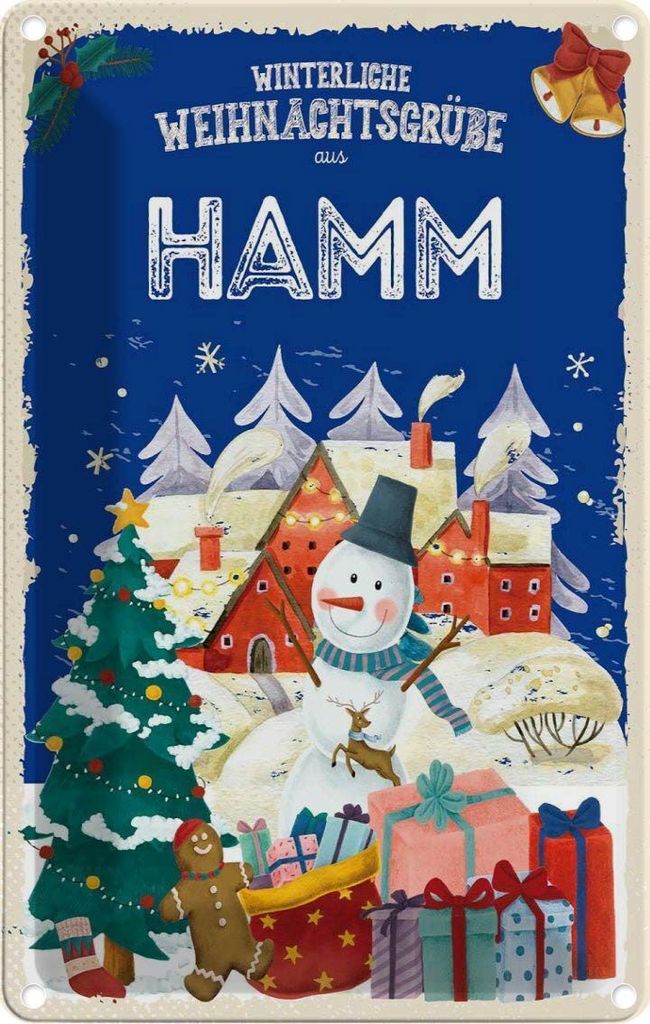 vianmo Blechschild 30x20 cm Weihnachtsgrüße aus HAMM Weihnachten