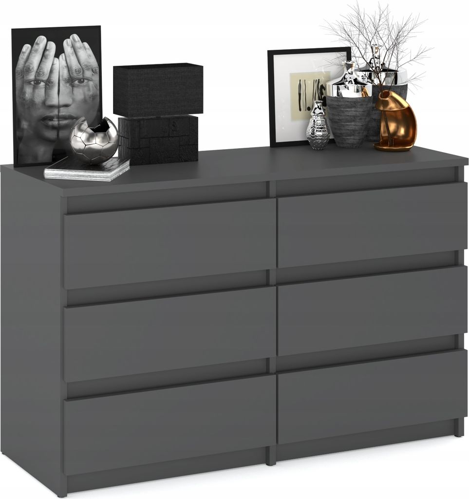 Komoda se 6 zásuvkami v šedé matné barvě 100x33,5x71,5 cm - Obrázek produktu 