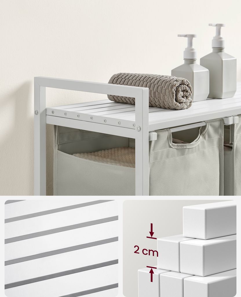Koš na prádlo bílo-šedý 3 přihrádky x38L Obrázek produktu 6