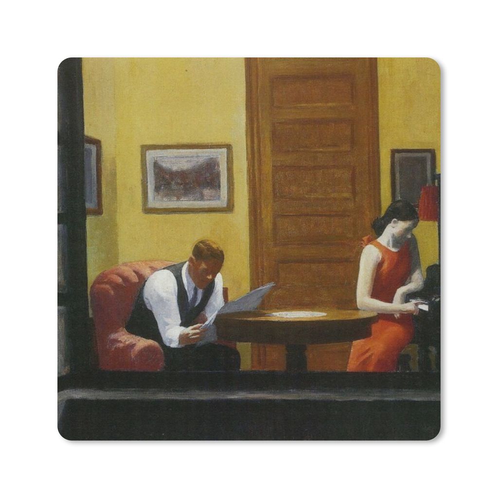 MuchoWow Mauspad Mousepad Zimmer in New York - Edward Hopper 20x20 cm - Mousepads - Maus Mat - Pad - Mausunterlage - Desk Mat - Bureauartikeln