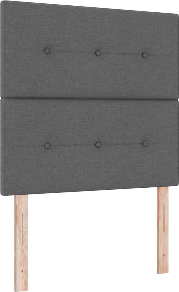 vidaXL LED Boxspringbett mit Matratze Dunkelgrau 80 x 200 cm Stoff
