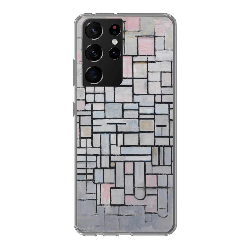 MuchoWow Handyhülle Schutzhülle Hülle für Samsung Galaxy S21 Ultra Komposition 6 - Piet Mondrian Silikon Softcase Handy Hülle - Mobiltelefon