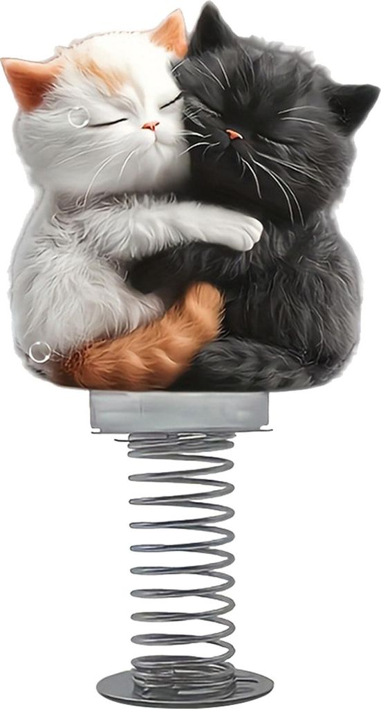 2D Schaukeltier-Dekoration mit Feder, flache Acryl-Cartoon-Katzenornament-Auto-Armaturenbrett-Dekoration, Tier für Büro-Schreibtisch, Fahrradlenk...