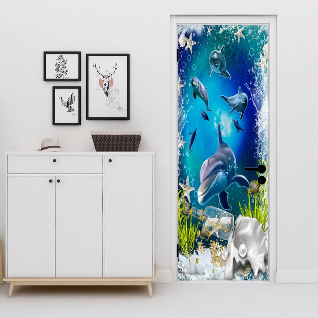 Türtapete AstraDesign 88×200 cm „Delfine Natur“ – Produktbild 
