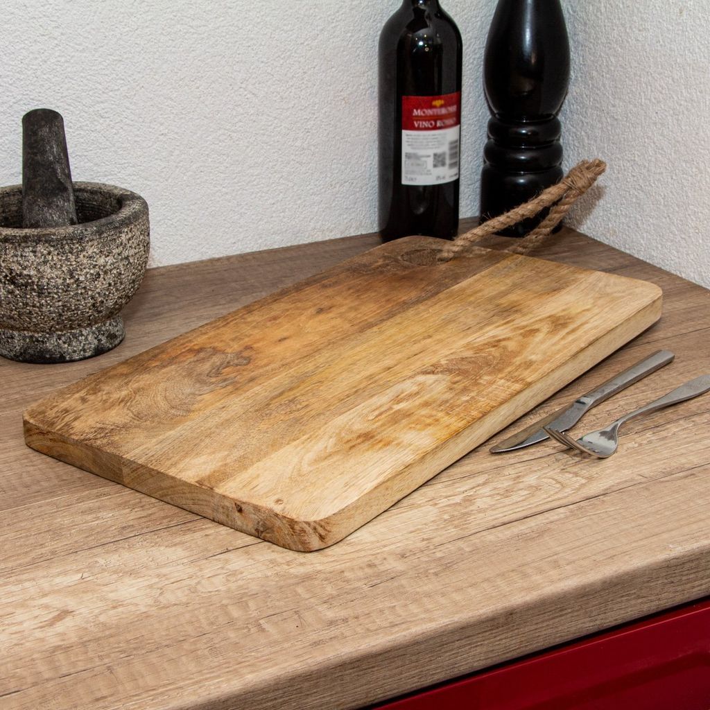 Holzbrett Schneidbrett, Pizzabrett, eckig | Holz, Braun | H 2,2 x B 44,7 cm